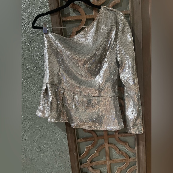I.N.C One shoulder Sequin Peplum top - Picture 2 of 4